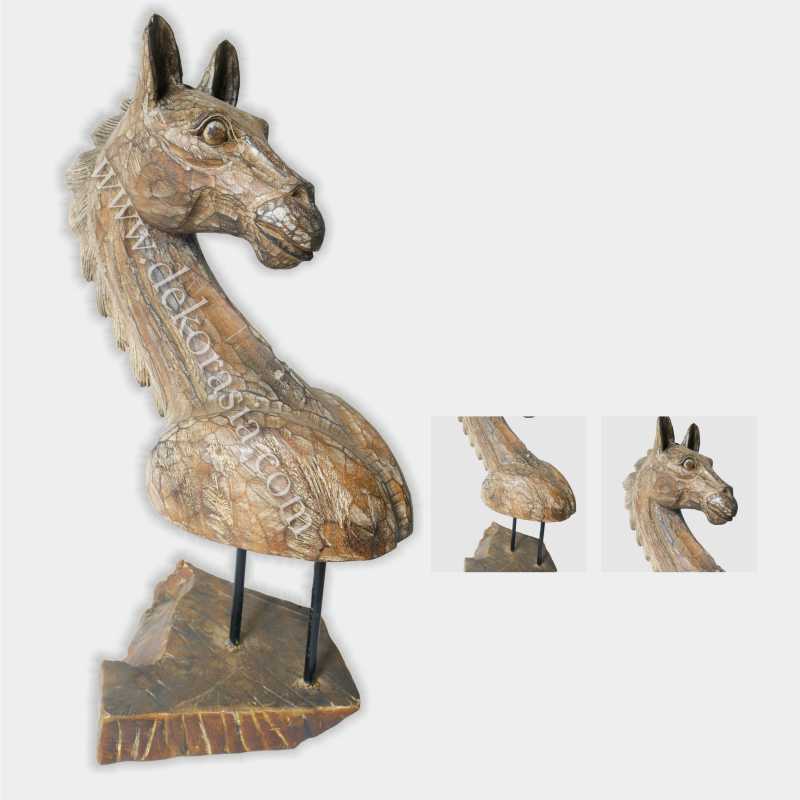 Wooden Horse Head Sculpture for Home Decoration